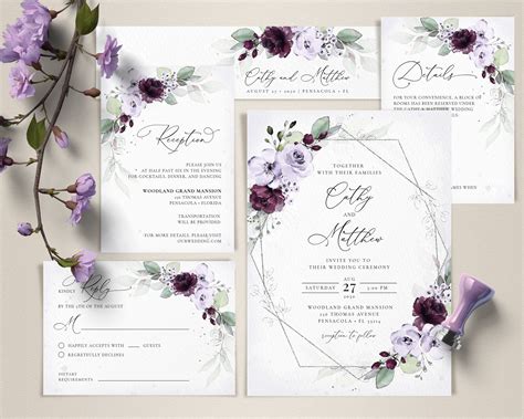 purple wedding invitation templates|Purple Bouquet .